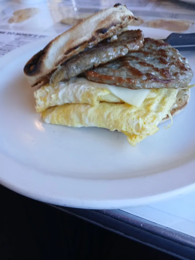 2 Scrambled Eggs with American Cheese on a Toasted Buttered English Muffin